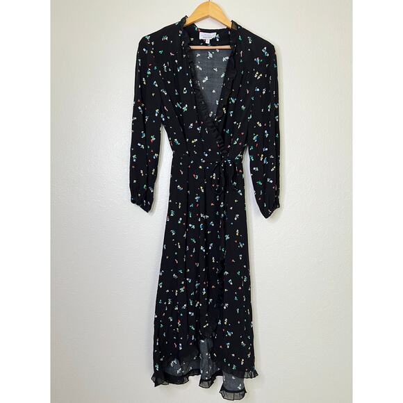 & Other Stories Dresses & Skirts - & Other Stories Black Floral Wrap Midi Dress Size 4